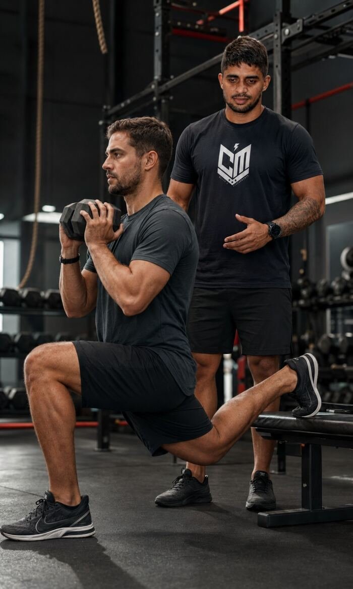 Caio Melo treinando cliente